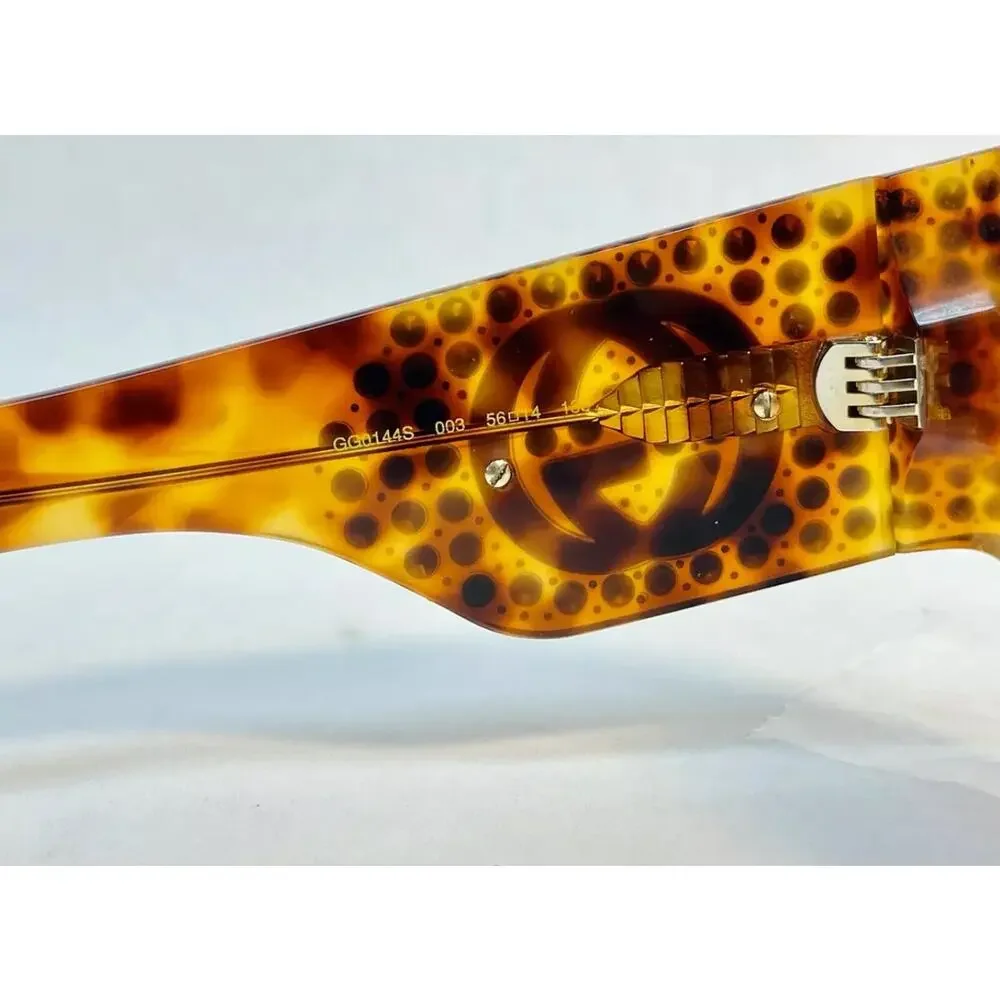 GUCCI AUTHENTIC HOLLYWOOD FOREVER 0144 Brown Gold Crystal Sunglasses GG0144S 003 - Picture 10 of 11